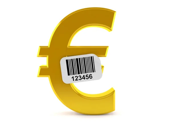 Νόμισμα ευρώ με αυτοκόλλητο barcode — Φωτογραφία Αρχείου
