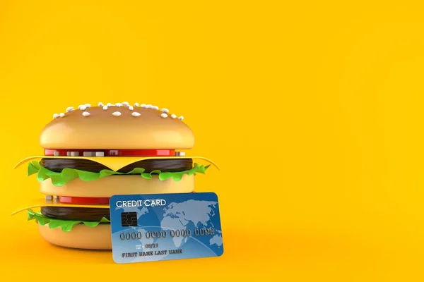 Cheeseburger with credit card — Stock Photo, Image