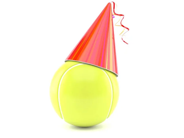 Bola de tênis com chapéu de festa — Fotografia de Stock