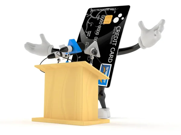 Credit card character gives a presentation — 스톡 사진