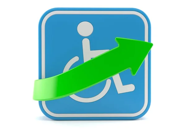 Symbol handicap z zieloną strzałką — Zdjęcie stockowe