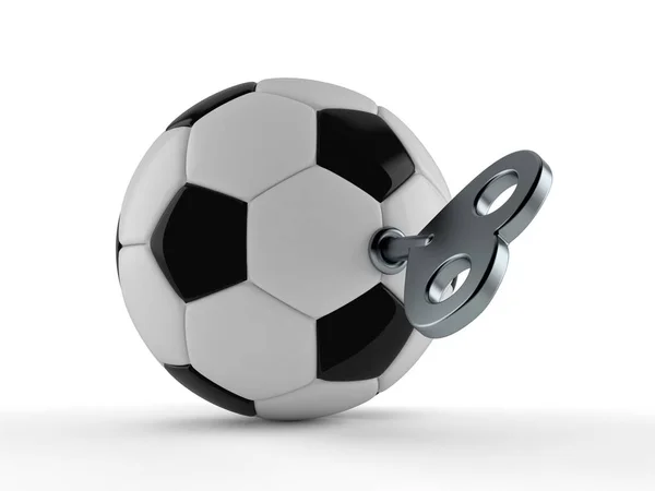 時計仕掛けのキーを持つサッカーボール — ストック写真