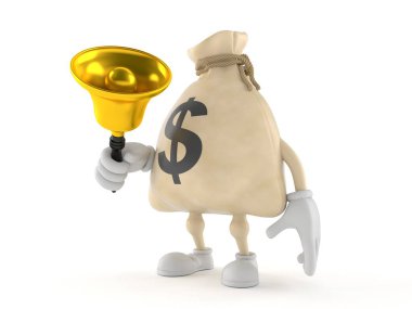 Para çantası karakteri bir el zili çalıyor.