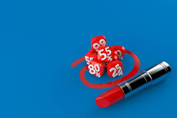 Проценты номера выбраны с помадой
