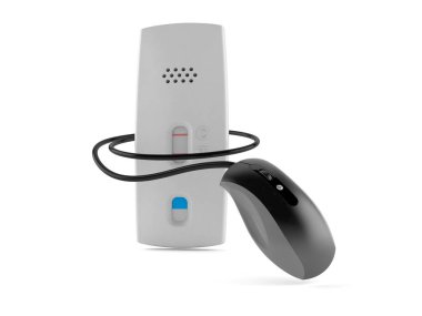 Beyaz arka planda bilgisayar faresi olan hamilelik testi. 3d illüstrasyon