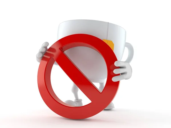 Tea Cup Character Forbidden Symbol Isolated White Background Illustration — Stock Photo, Image