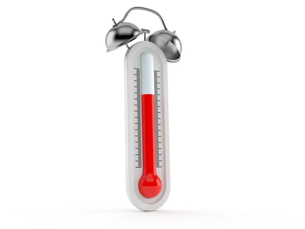 Thermometer Met Wekker Geïsoleerd Witte Achtergrond Illustratie — Stockfoto