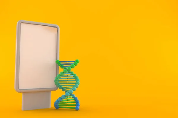 Dna Com Cartaz Branco Isolado Fundo Laranja Ilustração — Fotografia de Stock