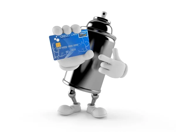 Spray Może Charakter Posiadający Kartę Kredytową Izolowane Białym Tle Ilustracja — Zdjęcie stockowe