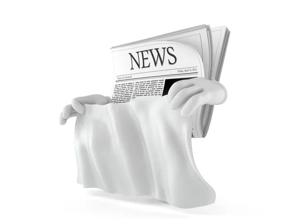 白い背景に隔離された白いシートを保持する新聞の文字 3Dイラスト — ストック写真