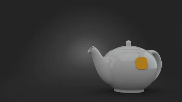 Teekanne Auf Grauem Hintergrund Illustration — Stockfoto