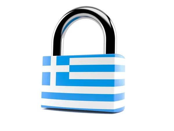 Padlock Greek Flag Isolated White Background Illustration — Stock Photo, Image
