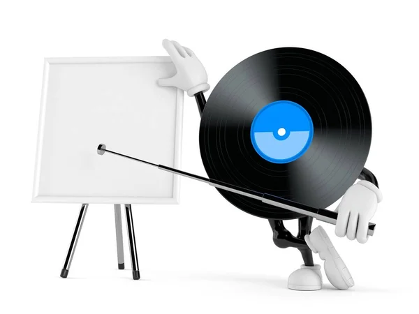 Vinylkaraktär Med Blank Whiteboard Isolerad Vit Bakgrund Illustration — Stockfoto