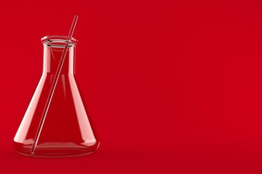 Cam örneği kırmızı arkaplanda izole edildi. 3d illüstrasyon