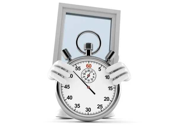 Kronometresi Olan Pencere Karakteri Beyaz Arkaplanda Izole Edilmiş Illüstrasyon — Stok fotoğraf