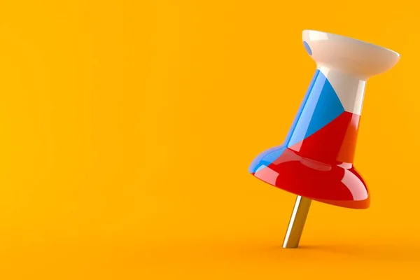 オレンジの背景に孤立したチェコの旗で親指を立ててください 3Dイラスト — ストック写真