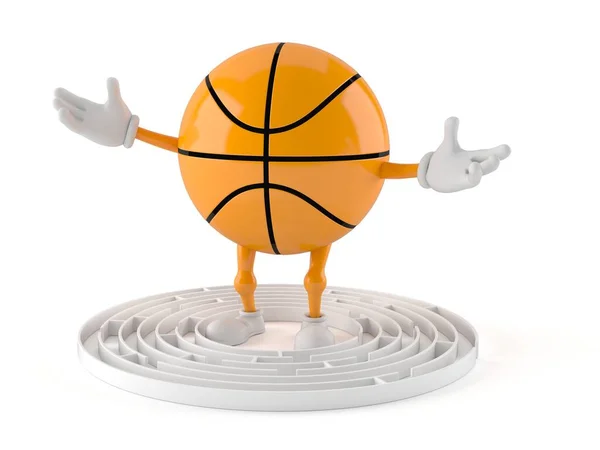 Personagem Basquete Dentro Labirinto Isolado Fundo Branco Ilustração — Fotografia de Stock