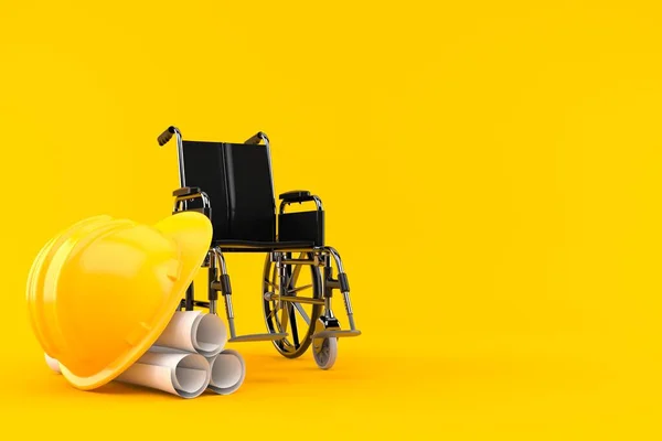 Wózek Inwalidzki Odizolowanymi Planami Pomarańczowym Tle Ilustracja — Zdjęcie stockowe