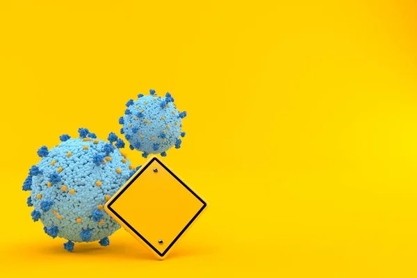 Virus Con Señal Tráfico Blanco Aislado Sobre Fondo Naranja Ilustración —  Fotos de Stock