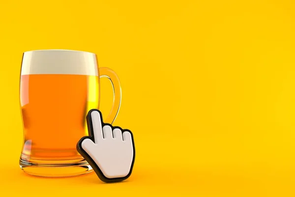 Vaso Cerveza Con Cursor Tela Aislado Sobre Fondo Naranja Ilustración — Foto de Stock