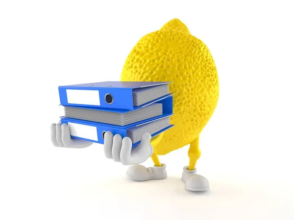白い背景に孤立したリングバインダーを持つレモン文字 3Dイラスト — ストック写真