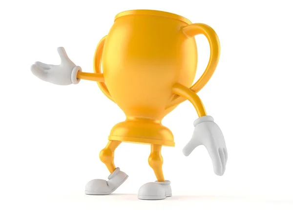 Golden Trophy Character Isolated White Background Illustration — Stock Photo, Image