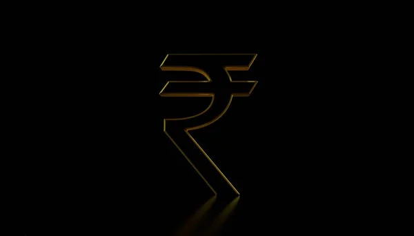 Rupee currency symbol on black background. 3d illustration
