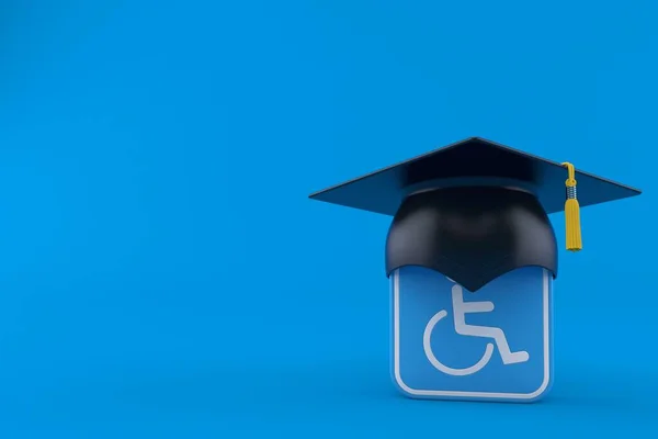 Símbolo Handicap Con Mortero Aislado Sobre Fondo Azul Ilustración —  Fotos de Stock