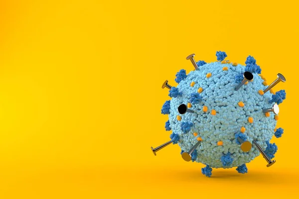 Virus Con Uñas Aisladas Sobre Fondo Naranja Ilustración — Foto de Stock