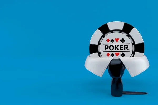 Kołnierz Biznesowy Żetonem Pokerowym Odizolowany Niebieskim Tle Ilustracja — Zdjęcie stockowe
