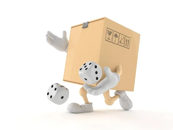 白い背景に隔離されたパッケージキャラクター投げダイス 3Dイラスト — ストック写真