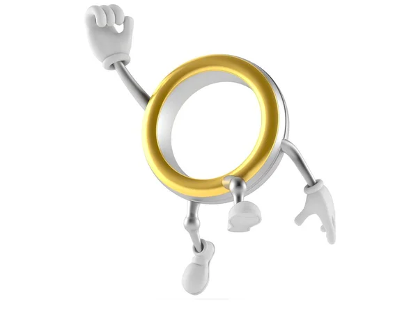 Обручальное Кольцо Персонаж Прыгать Радости Изолированы Белом Фоне Иллюстрация — стоковое фото