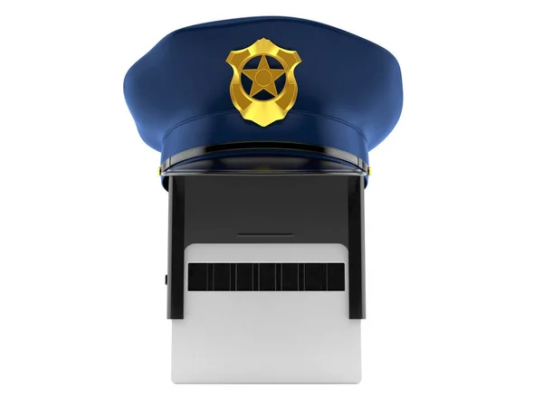 Stempel Mit Polizeihut Auf Weißem Hintergrund Illustration — Stockfoto