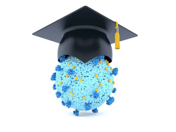 Virus Mortarboard Isolated White Background Illustration — Stock Photo, Image