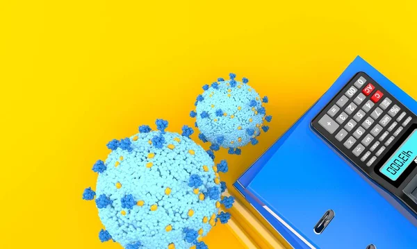 Virus Met Ringbanden Calculator Oranje Achtergrond Illustratie — Stockfoto