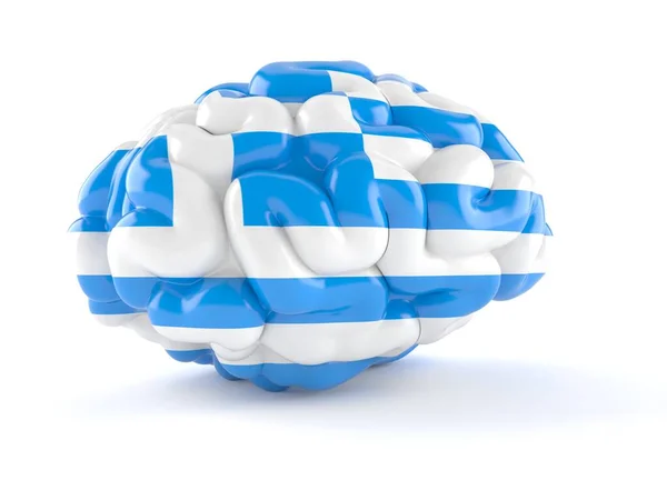 Brain Greek Flag Isolated White Background Illustration — Stock Photo, Image