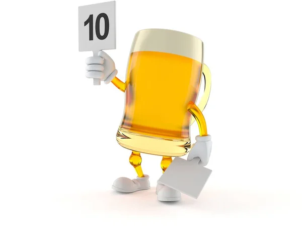 Caractère Bière Avec Numéro Évaluation Isolé Sur Fond Blanc Illustration — Photo