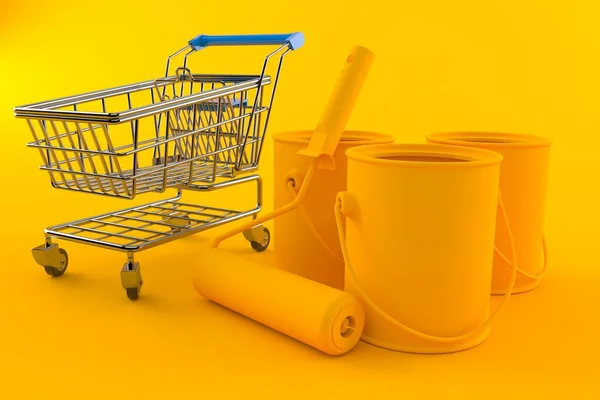Renovation Background Shopping Cart Orange Color Illustration — Stock Photo, Image