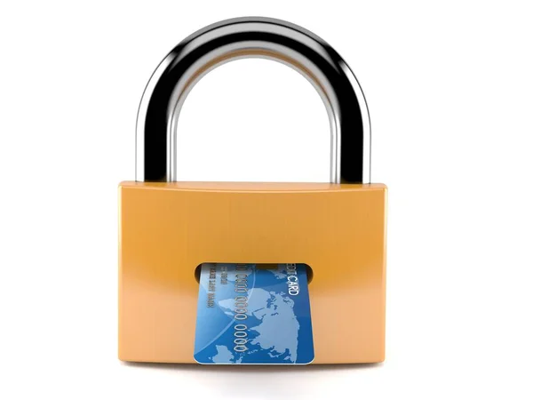 Padlock Credit Card Isolated White Background Illustration — Stock Photo, Image