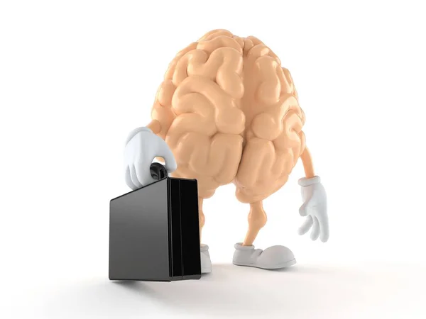 Charakter Mózgu Trzymający Walizkę Białym Tle Ilustracja — Zdjęcie stockowe
