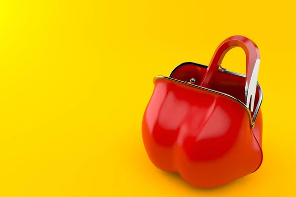 オレンジの背景に隔離された赤い財布の中のクロウバー 3Dイラスト — ストック写真