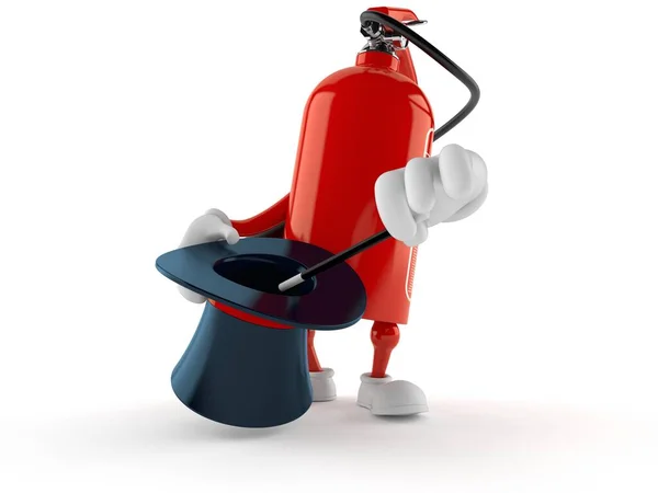 Carácter Extintor Incendios Con Sombrero Mágico Aislado Sobre Fondo Blanco — Foto de Stock