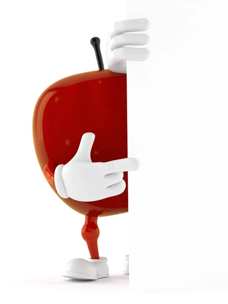 Apple Character Pointing Finger Isolated White Background Illustration — Stock Photo, Image