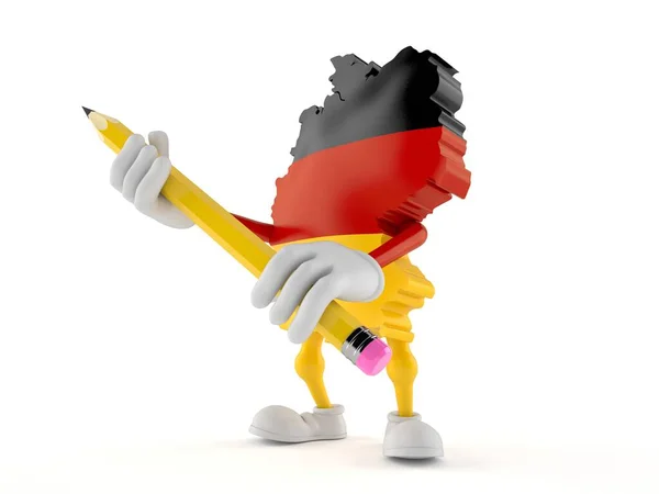 Personagem Alemão Segurando Lápis Isolado Fundo Branco Ilustração — Fotografia de Stock