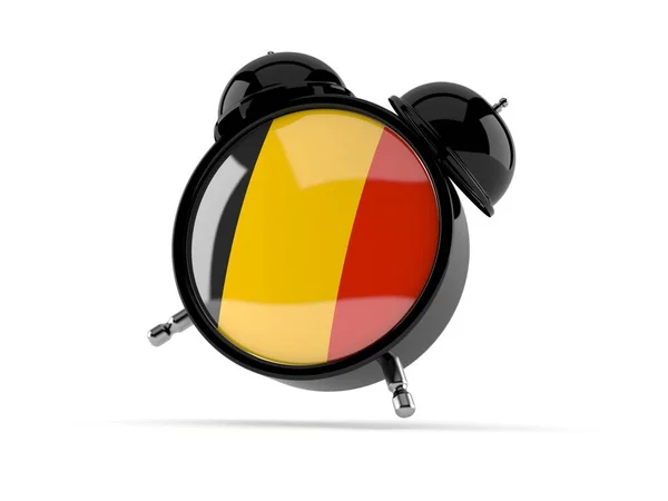 Wecker Mit Belgischer Flagge Isoliert Auf Weißem Hintergrund Illustration — Stockfoto