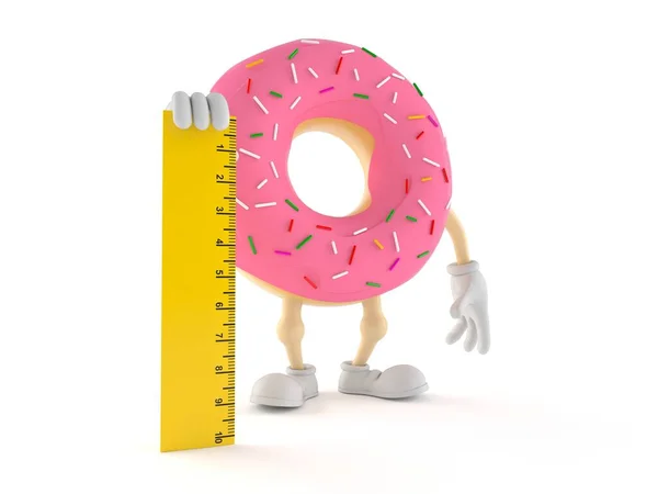 Donut Figur Mit Lineal Isoliert Auf Weißem Hintergrund Illustration — Stockfoto