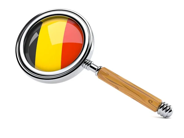Lupe Mit Belgischer Flagge Auf Weißem Hintergrund Illustration — Stockfoto