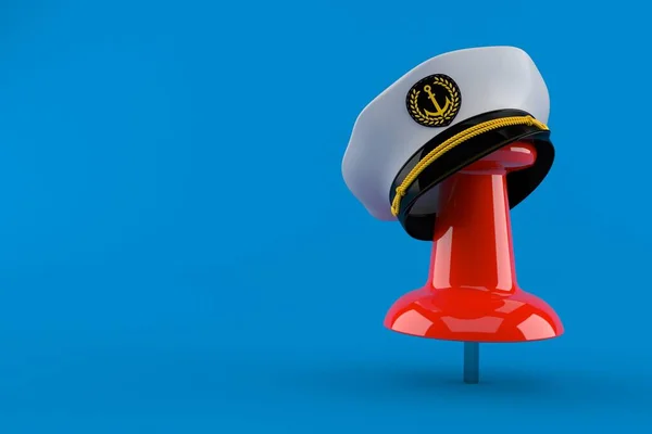 キャプテンの帽子で青の背景に隔離された感謝します 3Dイラスト — ストック写真
