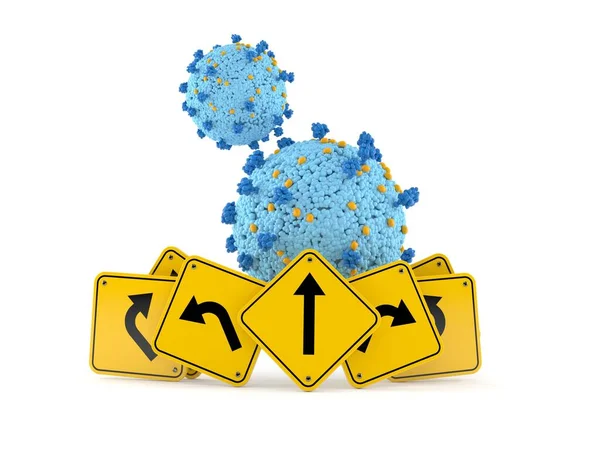Virus Met Verkeerstekens Geïsoleerd Witte Achtergrond Illustratie — Stockfoto
