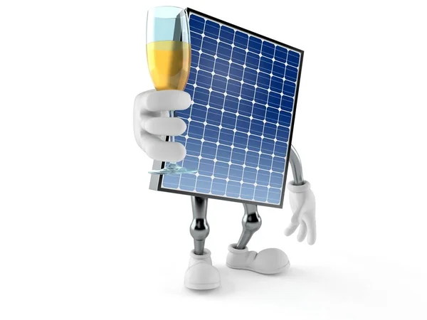 Pannello Fotovoltaico Personaggio Tostatura Isolato Sfondo Bianco Illustrazione — Foto Stock